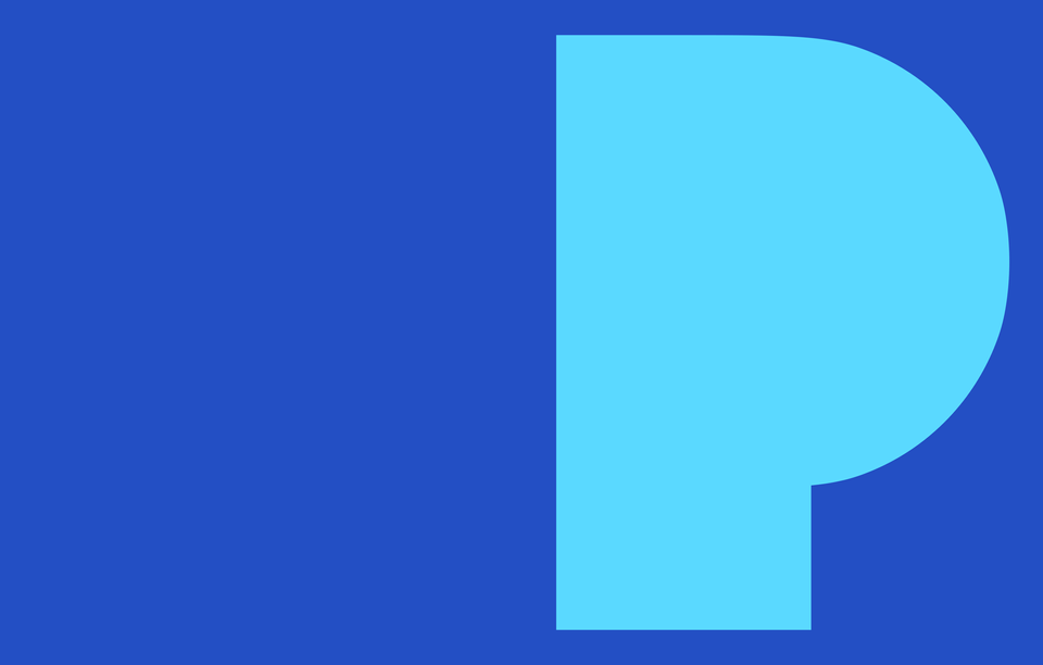 The Parkland logo. A light blue stylized P against a dark blue background