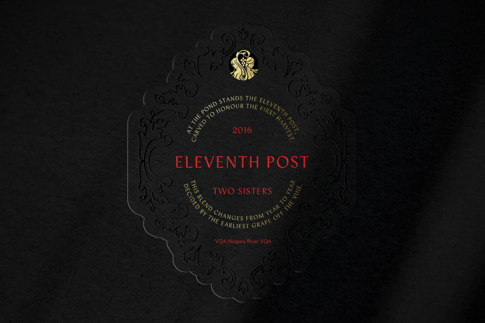 a wine label reading 2016 Two Sisters Eleventh Post