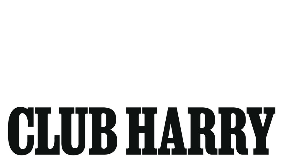 the words Club Harry displayed in a condensed slab serif typeface